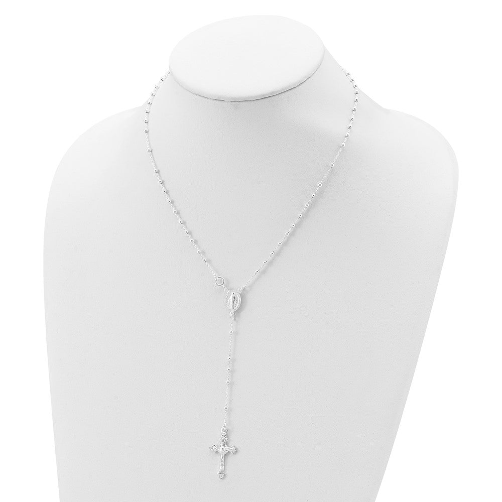 Sterling Silver Polished Rosary 18 inch Necklace 18 Inches
