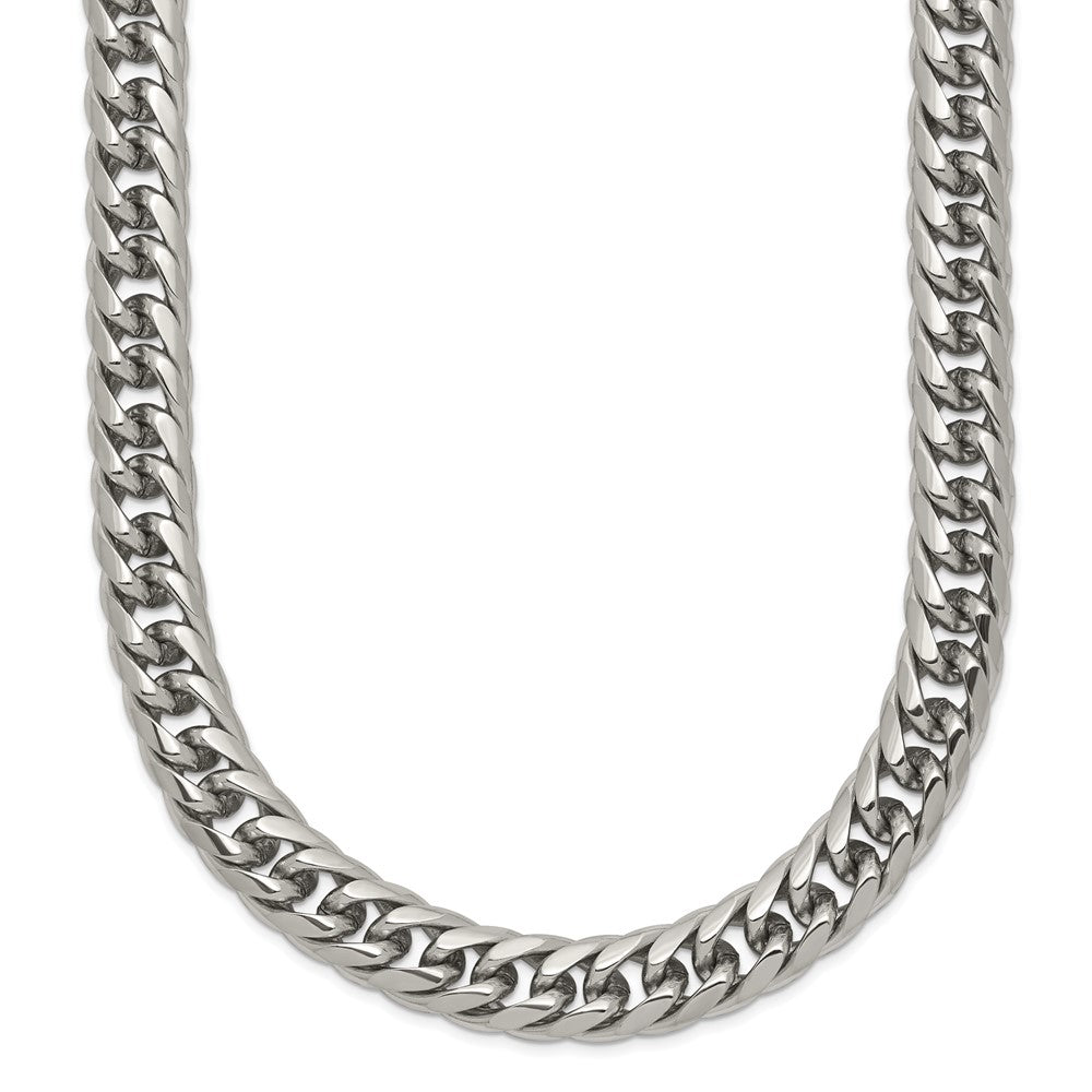 Stainless Steel Polished 24in Double Curb Chain Necklace