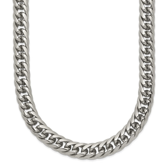 Stainless Steel Polished 24in Double Curb Chain Necklace