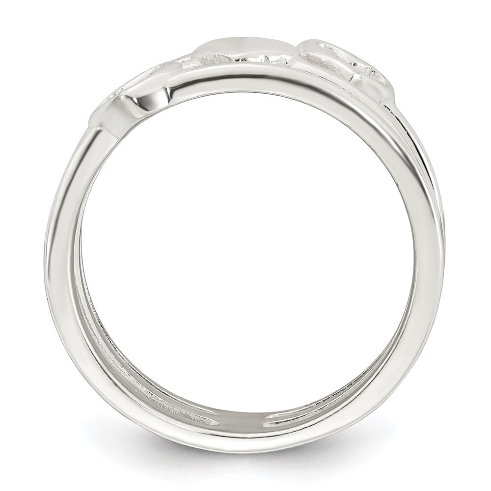 Sterling Silver Polished Hearts Three Band Size 6 Ring