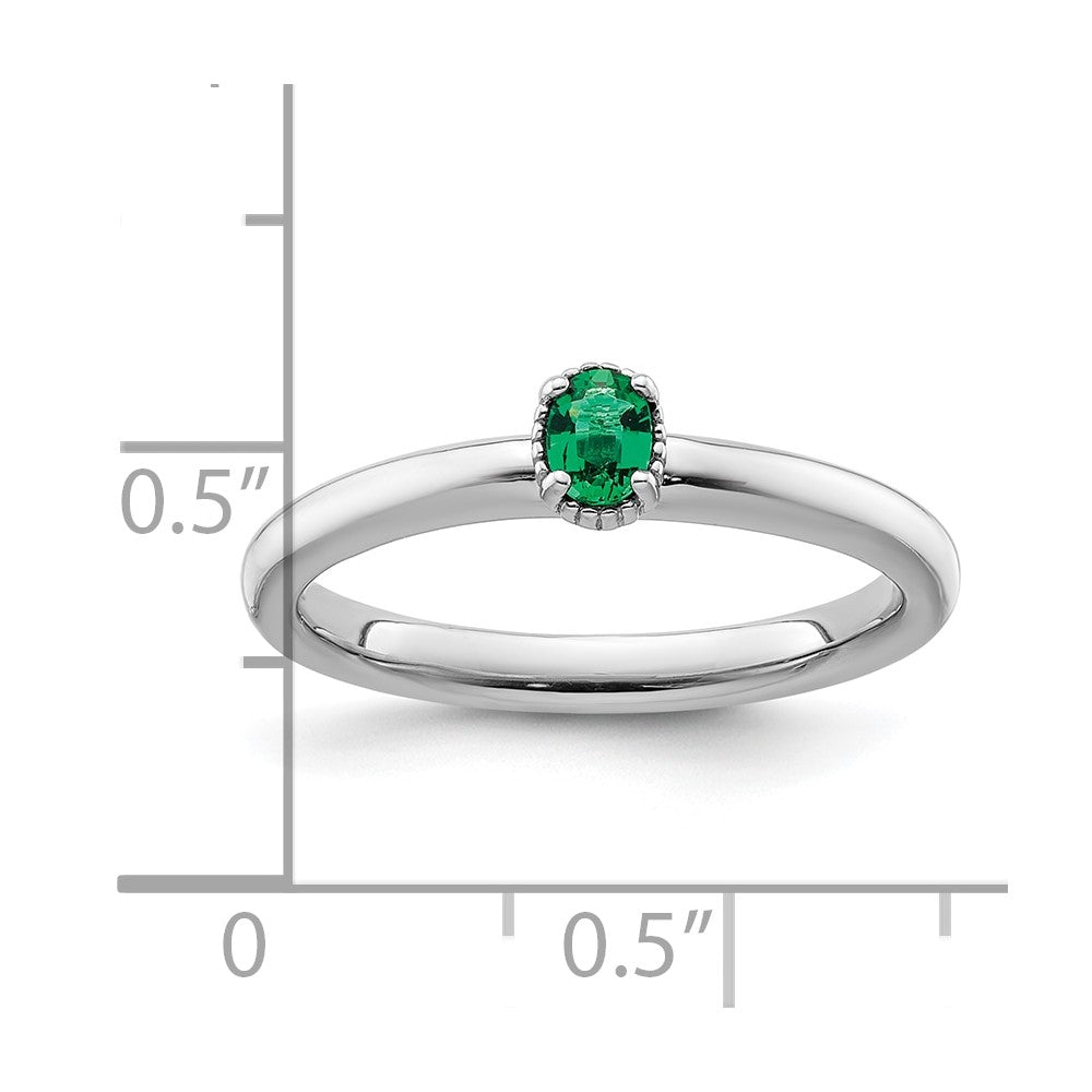 Sterling Silver Stackable Expressions Created Emerald Single Stone Ring Size -9