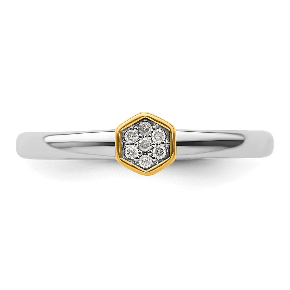 Sterling Silver Stackable Expressions Gold-Plated Diamond Ring Size -6