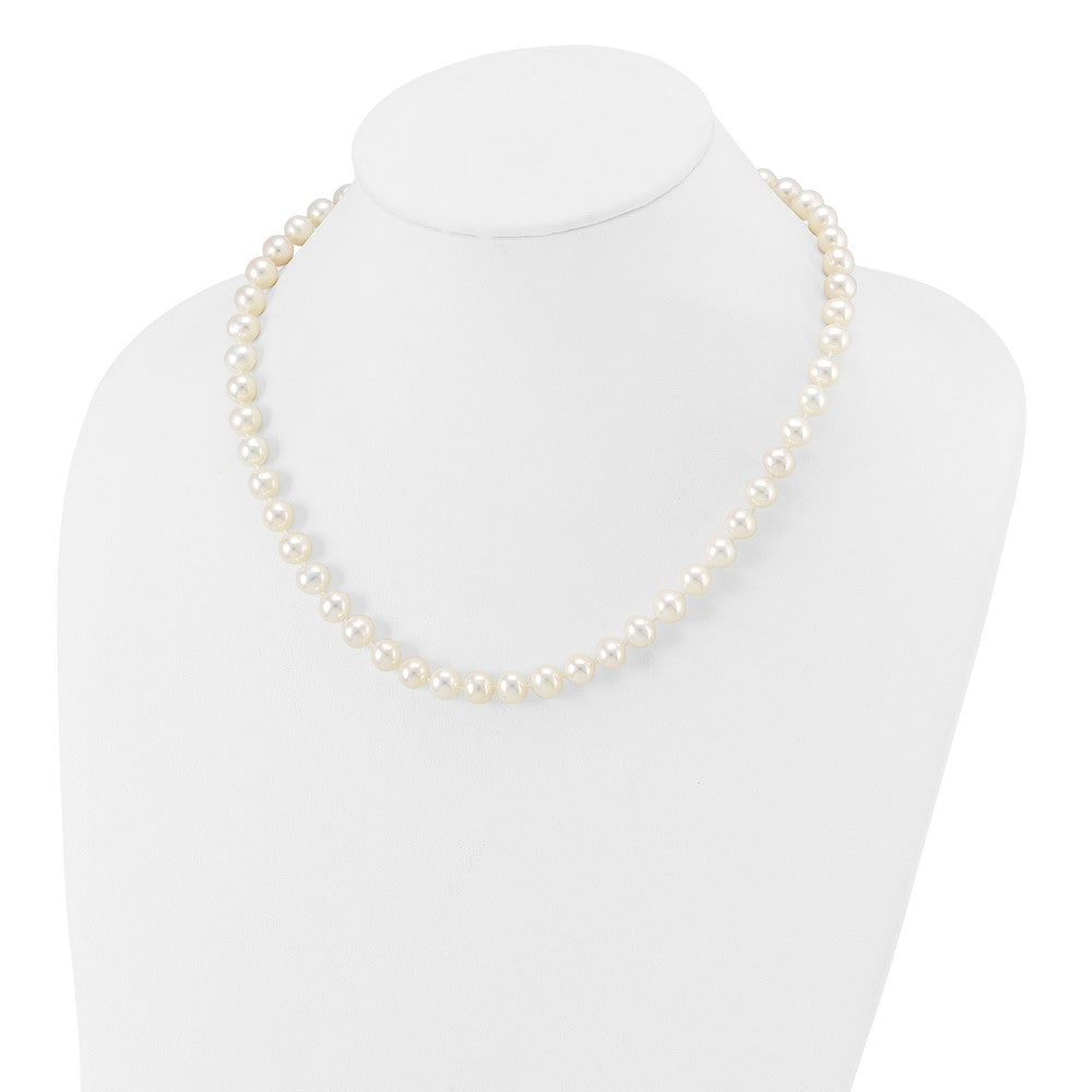 10k 7-8mm White Near-Round Freshwater Cultured Pearl 18 inch Necklace