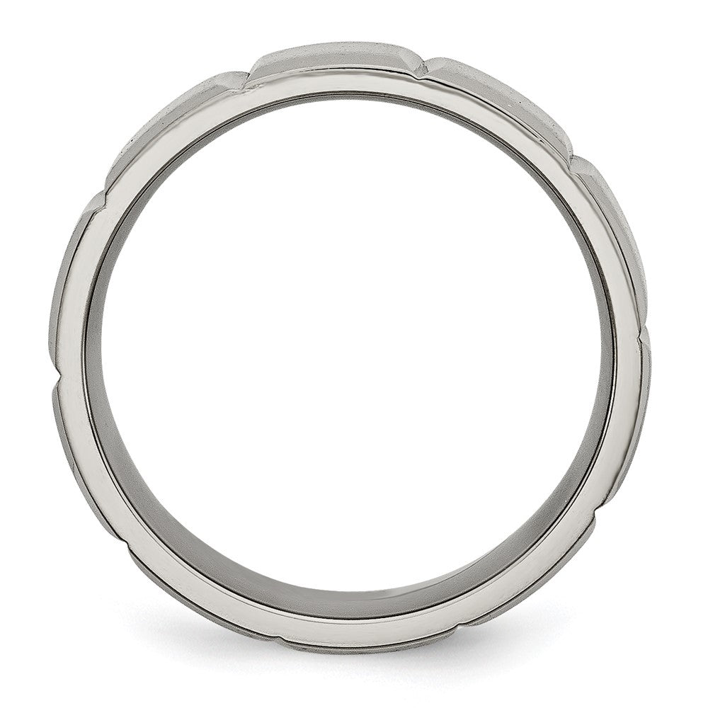 Titanium Satin and Polished 8mm Grooved Band Size - 10.5