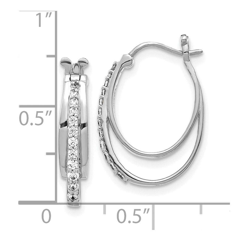 14K White Gold Diamond Hoop Earrings