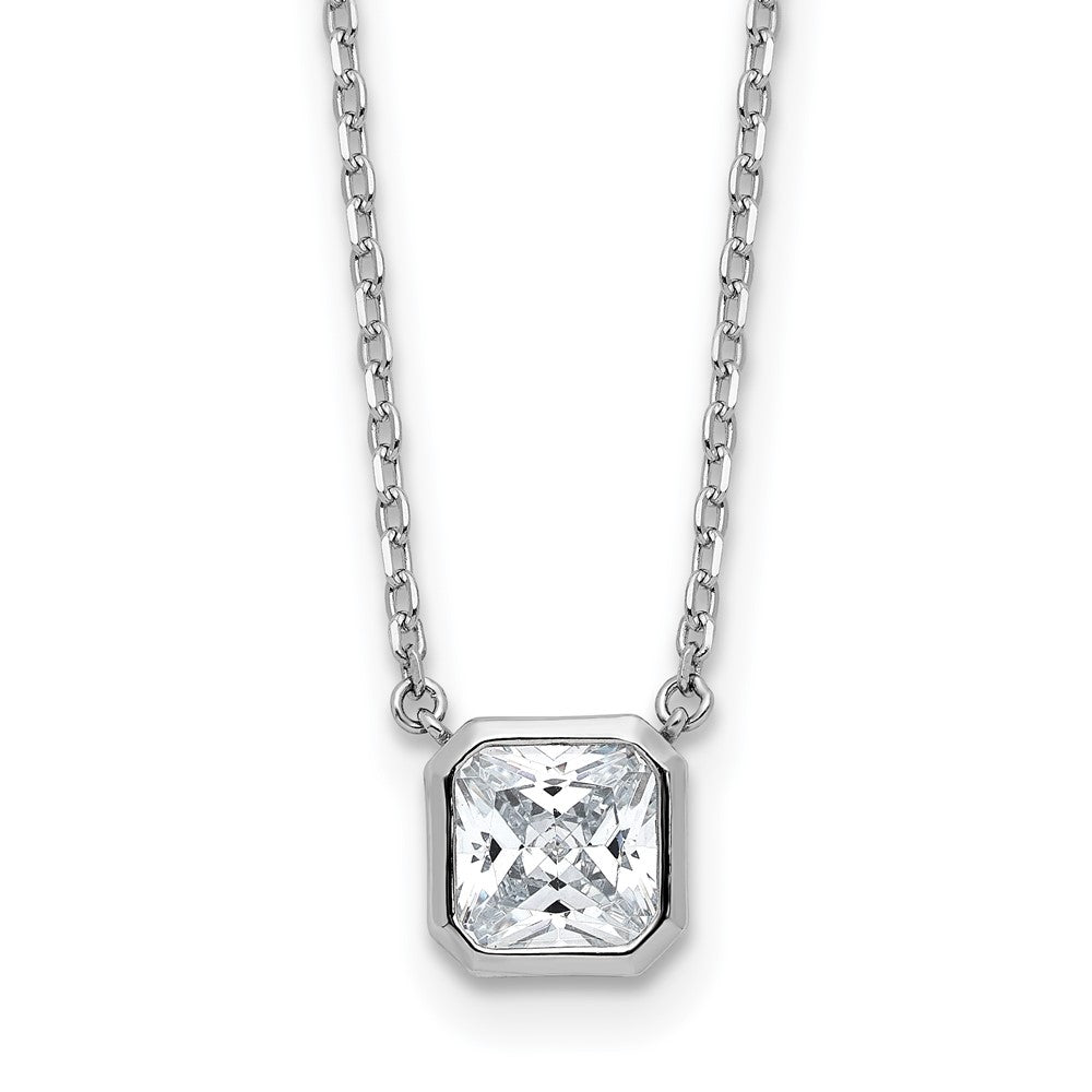 Sterling Shimmer Sterling Silver Rhodium-plated CZ 19 Stone 16 inch with 2 inch extender Square Necklace 16 Inches