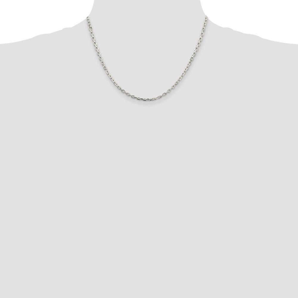 Sterling Silver 3.25mm Beveled Oval Cable Chain 18 Inches