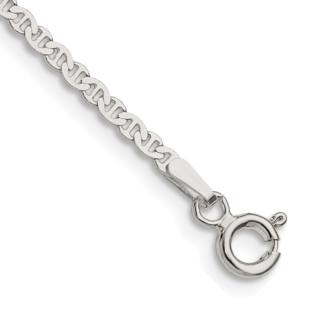 Sterling Silver 2.25mm Flat Anchor Chain Anklet 10 inches