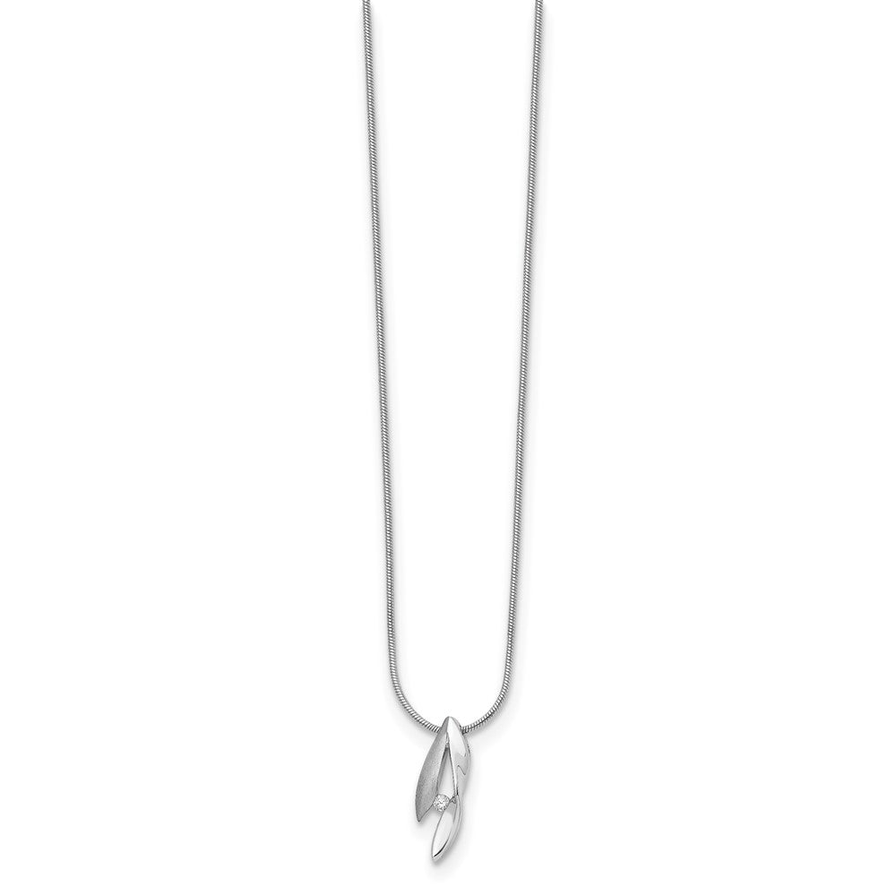 White Ice Sterling Silver Rhodium-plated Satin and Polished 18 Inch Diamond Necklace with 2 Inch Extender 18 Inches