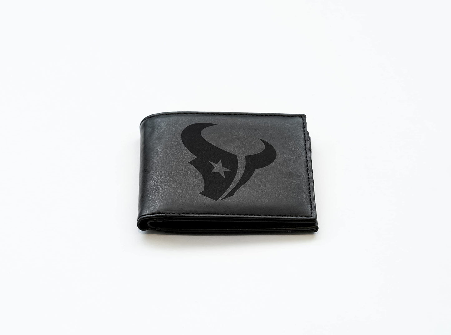 Rico Industries Football Houston  Black Laser Engraved Bill-fold Wallet - Slim Design - Great Gift