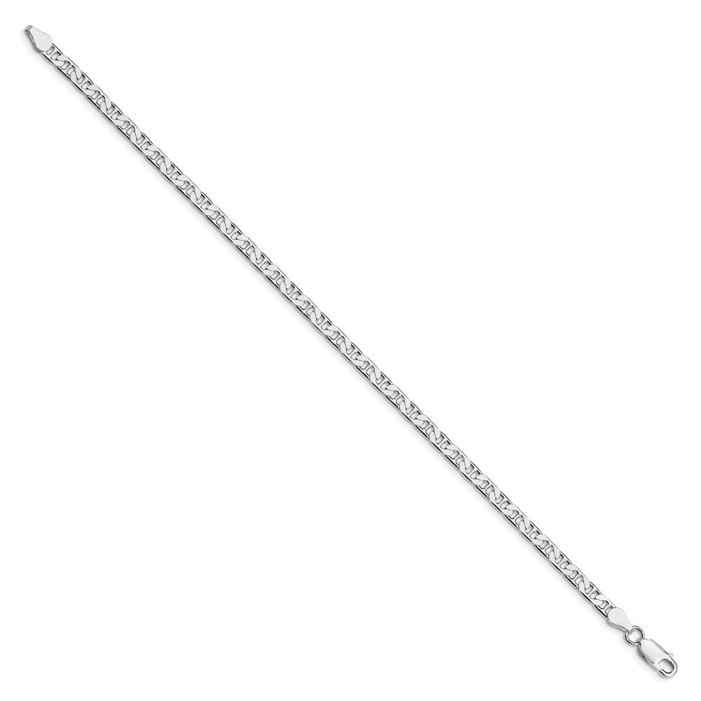 Sterling Silver Rhodium-plated 3.75mm Flat Anchor Chain 7 inches