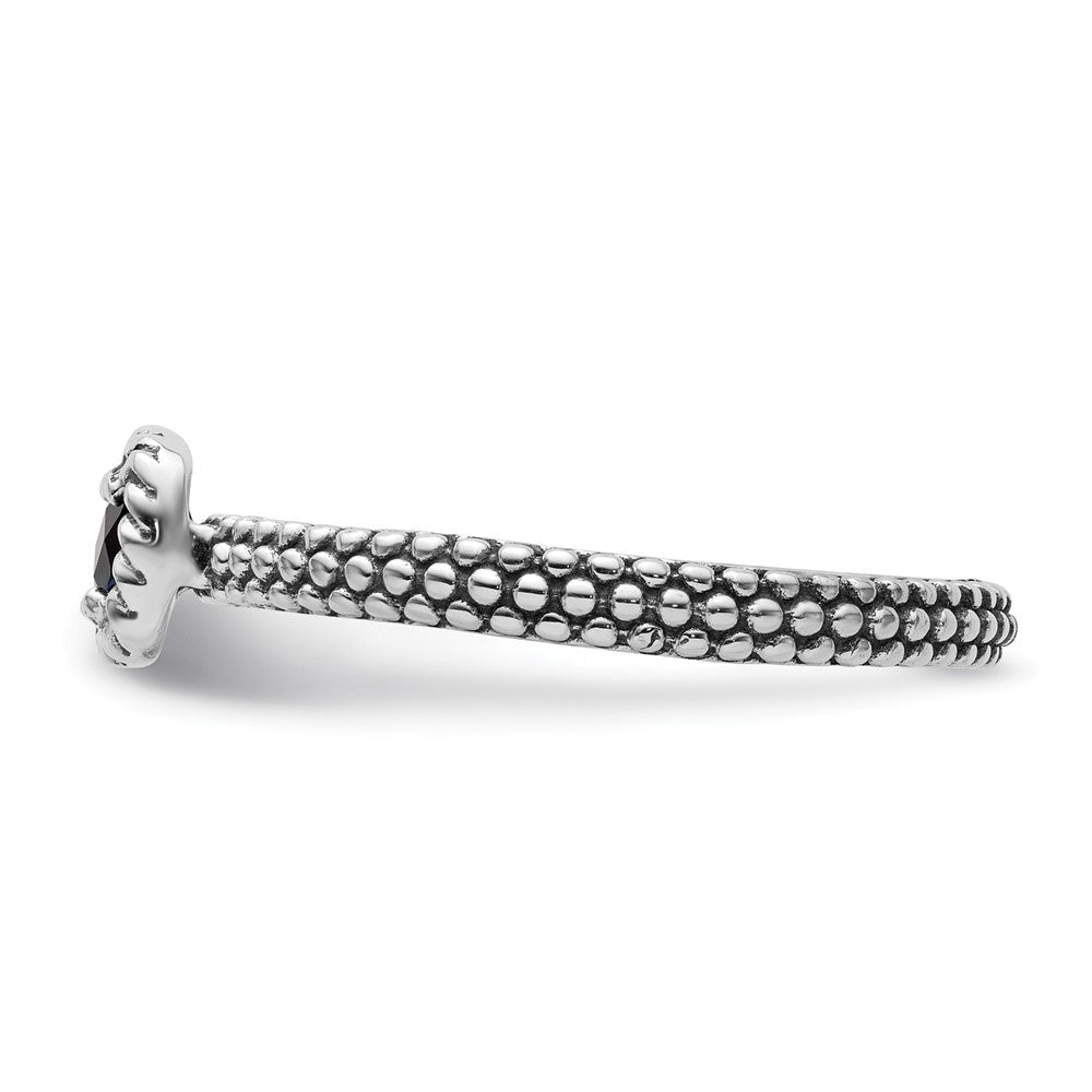 Sterling Silver Stackable Expressions Polished Cr. Sapphire Ring Size -5