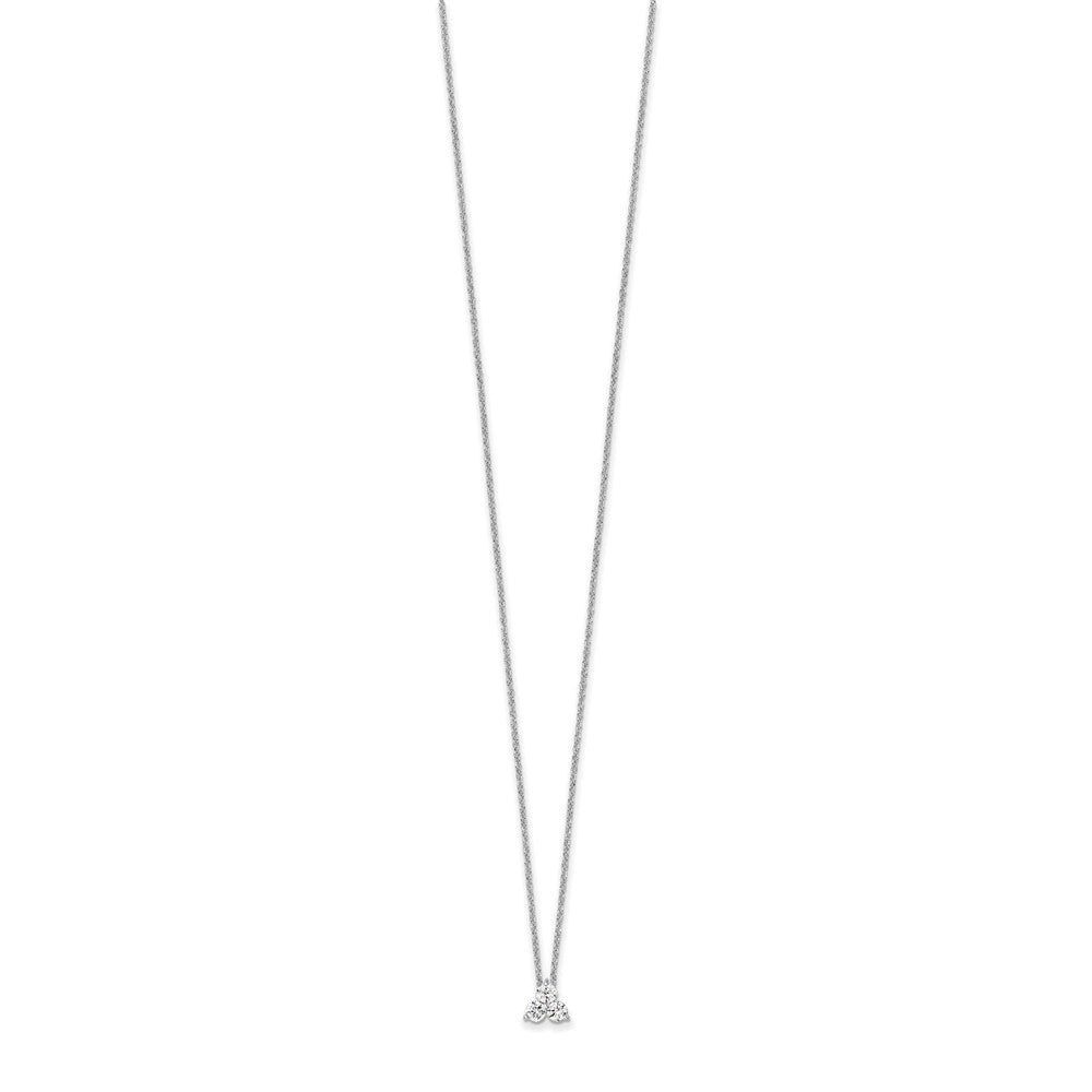 True Origin 14K White Gold 3/4 carat Lab Grown Diamond VS  D E F Three Stone 18 inch Necklace