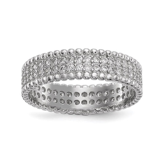 Sterling Silver Rhodium-plated Polished CZ 5.0mm Band