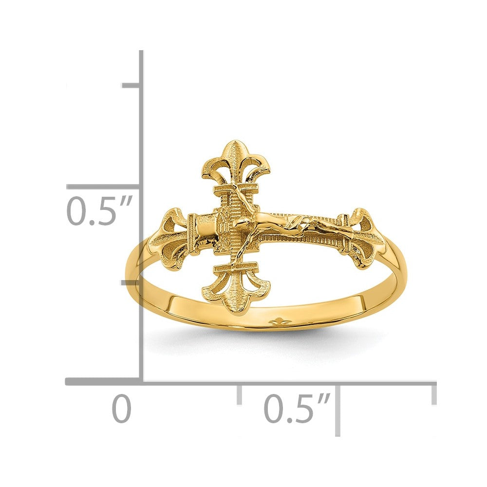 14K Diamond Cut Crucifix Ring 7