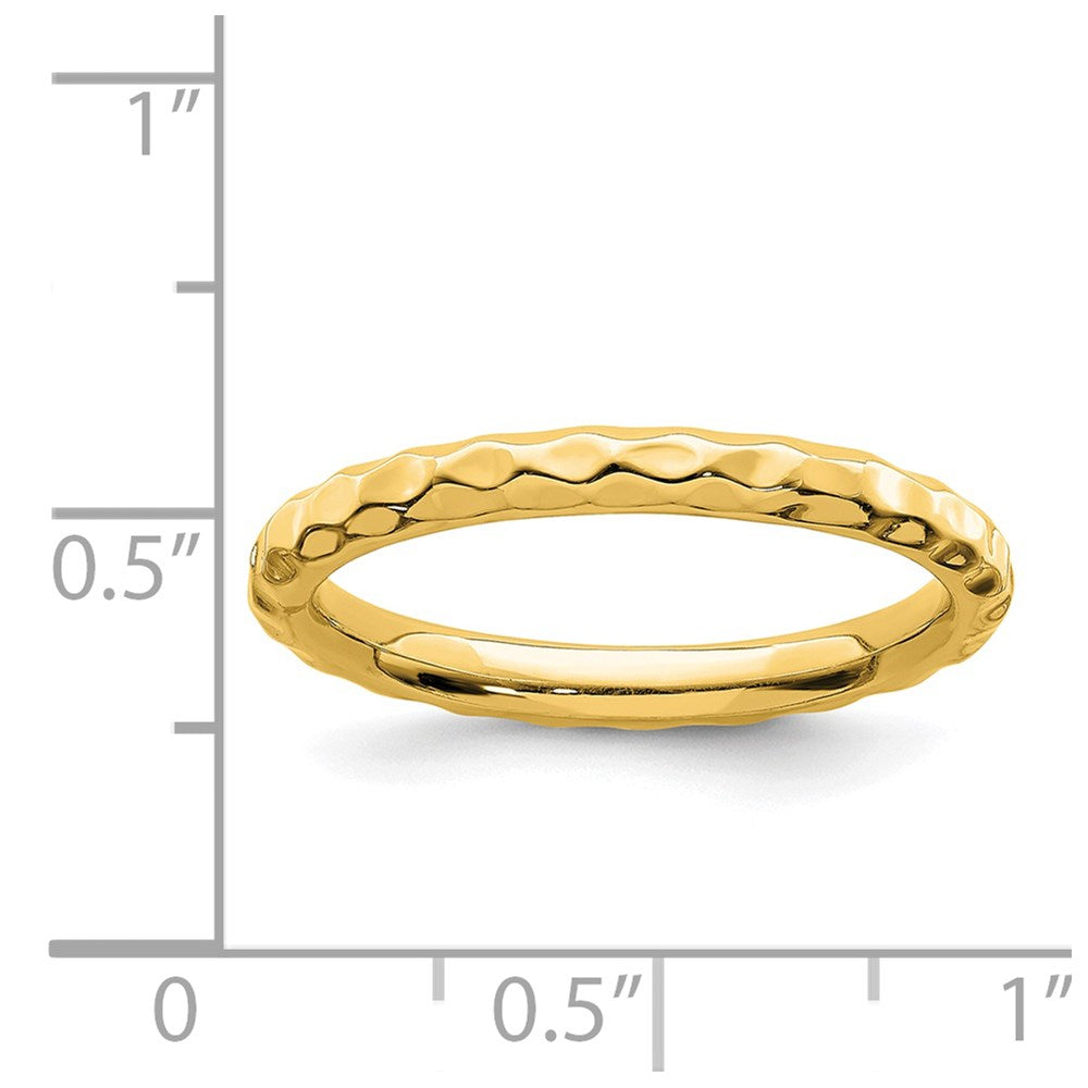 Sterling Silver Stackable Expressions Gold-plated Hammered Ring Size -7
