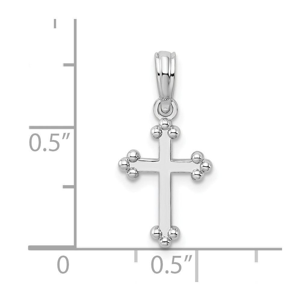 De-Ani Sterling Silver Rhodium-Plated Polished Budded Cross Small Pendant