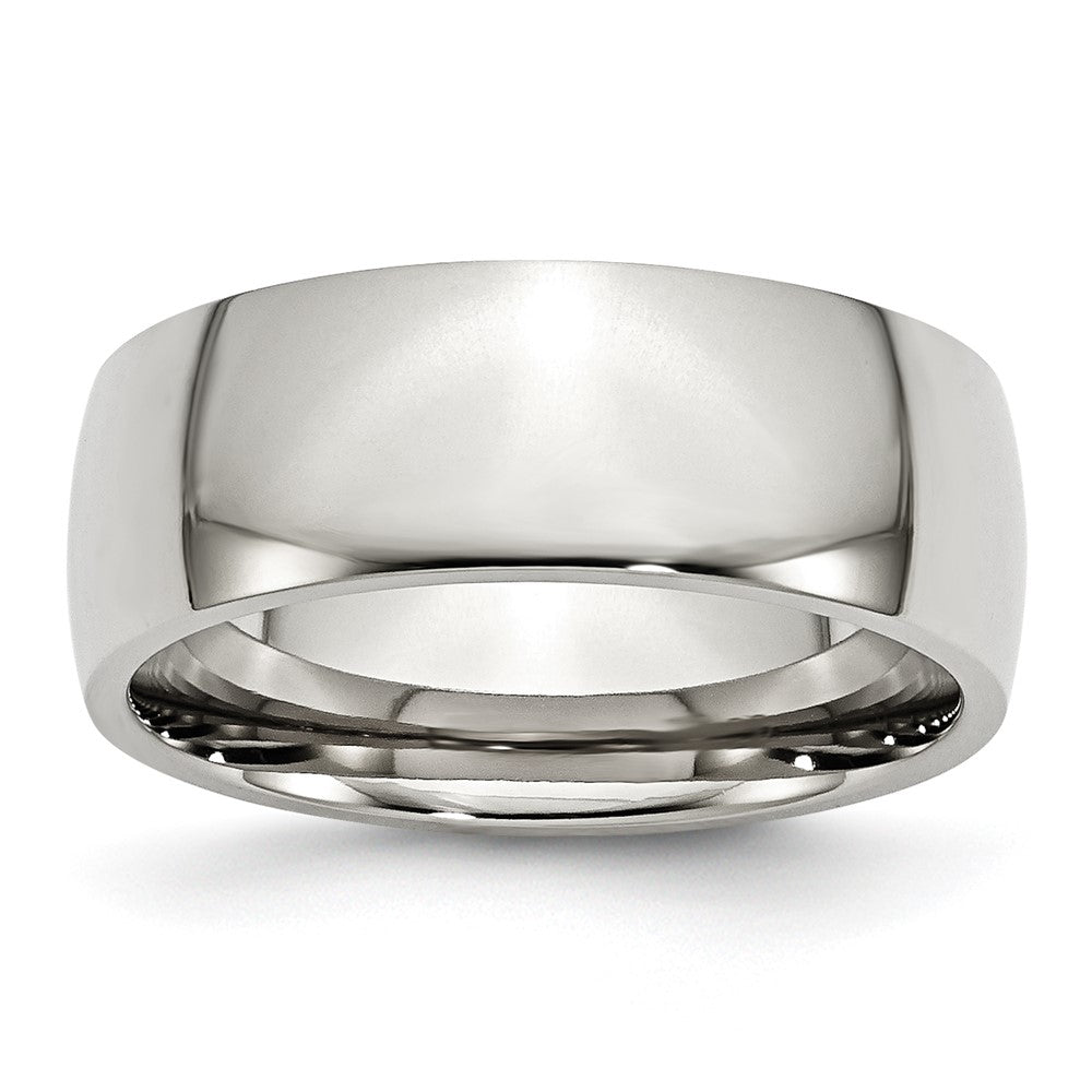 Stainless Steel Polished 8mm Half Round Band Size - 13