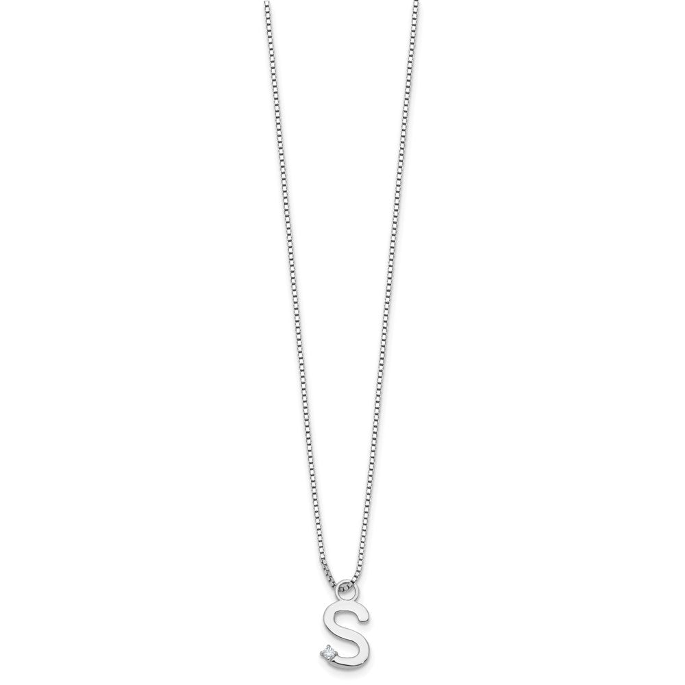 White Ice Sterling Silver Rhodium-plated 18 inch Diamond Letter S Initial Necklace plus 2 inch Extender 18 Inches