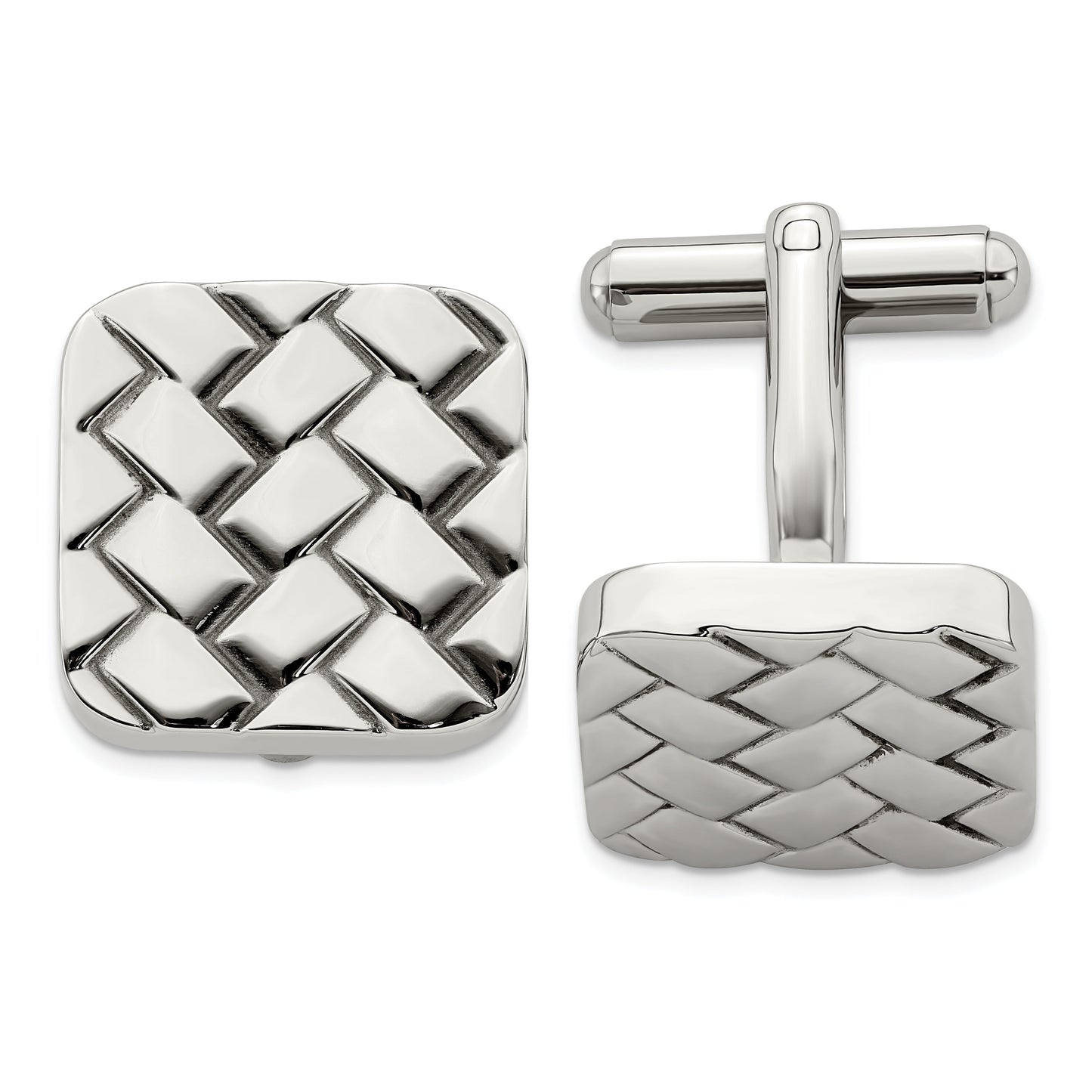 Stainless Steel Weave Design Cuff Links
