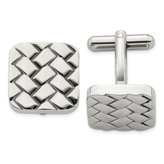 Stainless Steel Weave Design Cuff Links