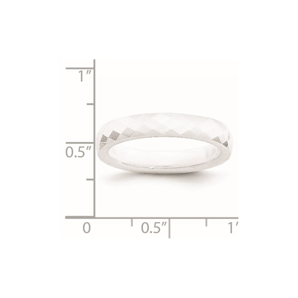 Ceramic White 4mm Faceted Polished Band Size - 8.5