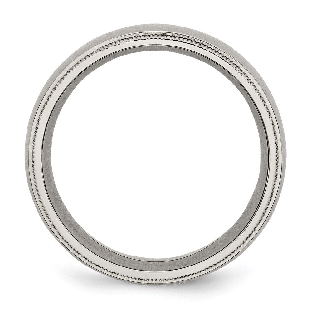 Titanium Polished 8mm Grooved and Beaded Edge Band Size - 12