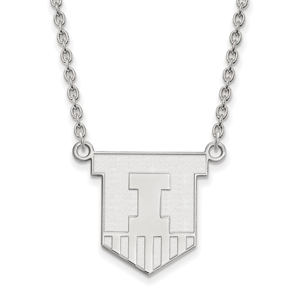 Sterling Silver LogoArt Official Licensed Collegiate 18in University of Illinois (UI) Large Pendant w/Necklace