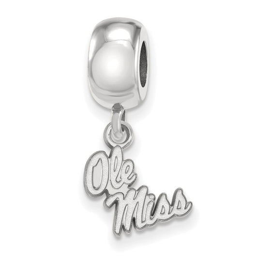 Sterling Silver Rhodium-plated LogoArt University of Mississippi Ole Miss Extra Small Dangle Bead Charm