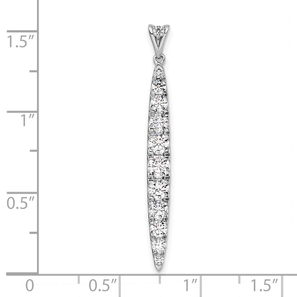 14k White Gold 1 carat Lab Grown Diamond VS/SI+ G+ Fancy Bar Pendant