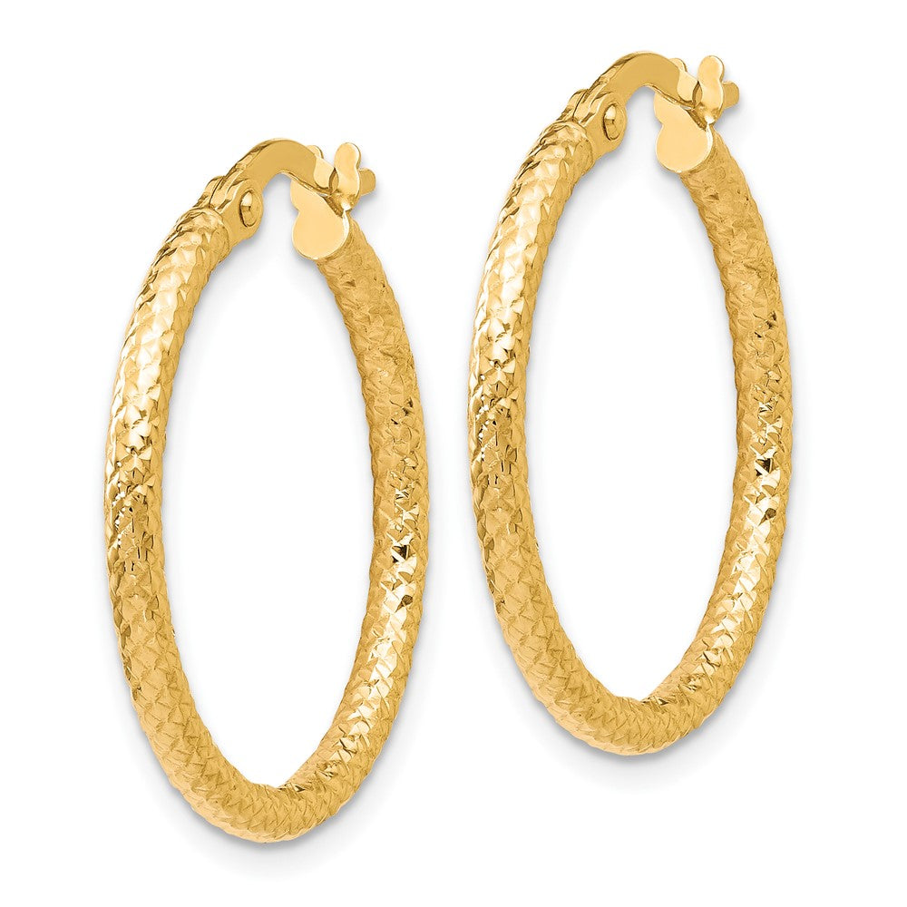 10K Polished and Textured Hinged Hoop Earrings