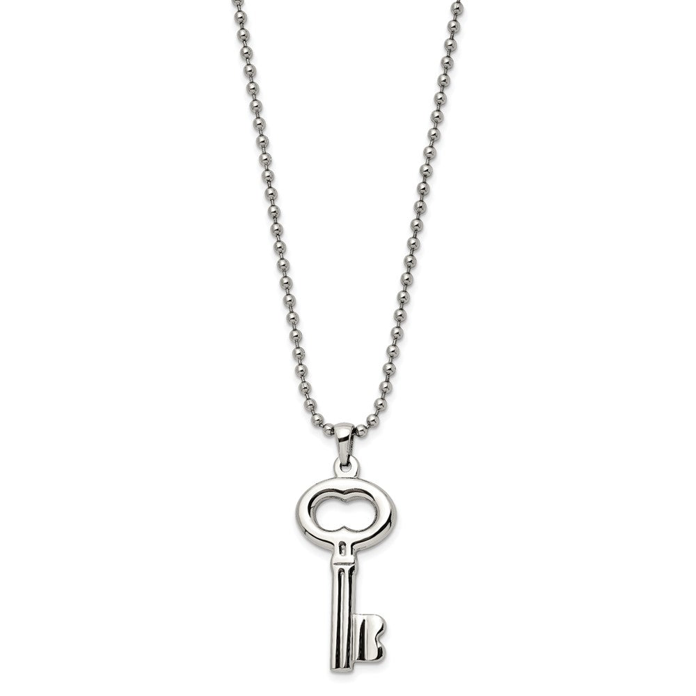 Stainless Steel Polished Key 24in Necklace