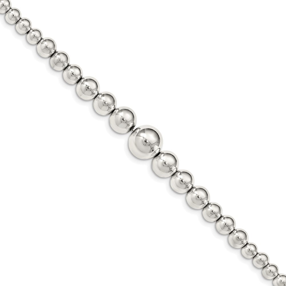 Sterling Silver Polished Graduated Beads Bracelet 7.5 inches