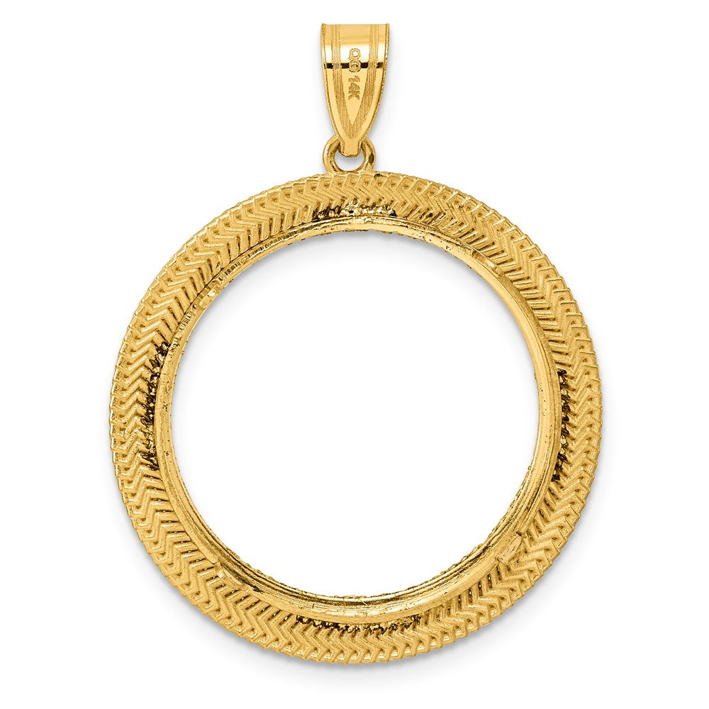 14k Diamond Cut Layered with 22.0mm Prong Coin Bezel Pendant