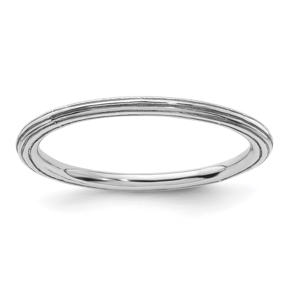 Sterling Silver Stackable Expressions Rhodium Step-down Ring Size -9