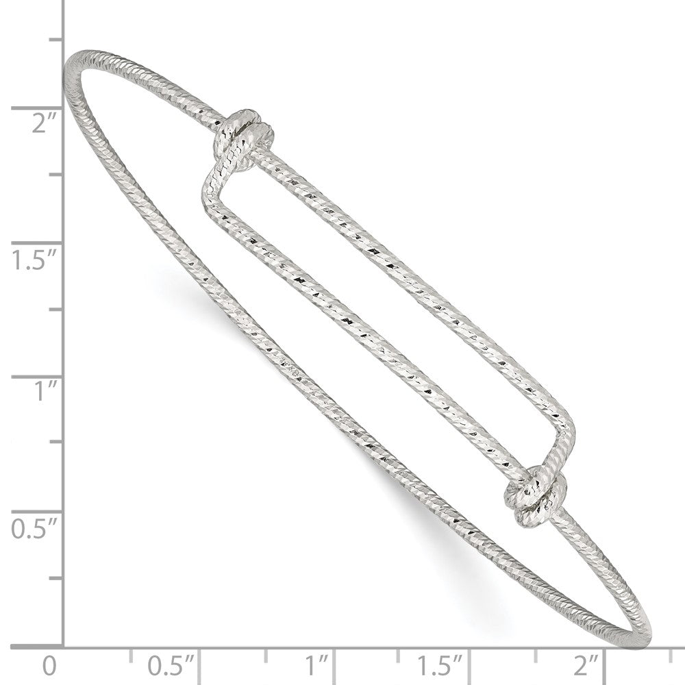 Sterling Silver Polished D/C 1.65mm 8-9.5in Expandable Bangle 8 inches