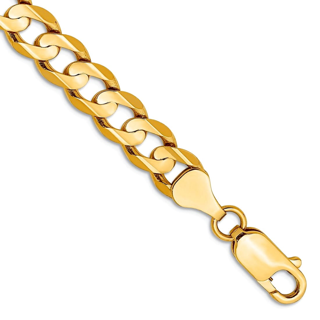 14K 8 inch 6.75mm Open Concave Curb with Lobster Clasp Bracelet