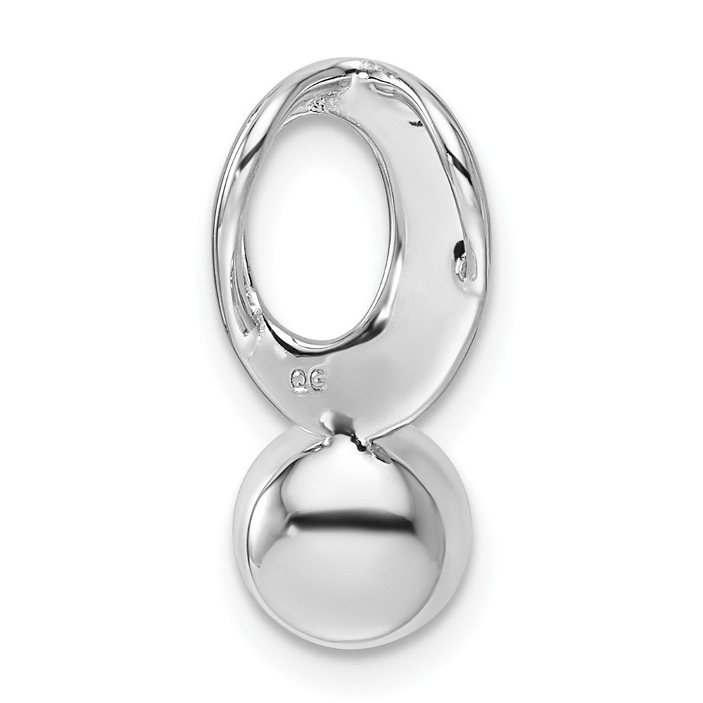 14K White Gold Polished Diamond and Pearl Chain Slide