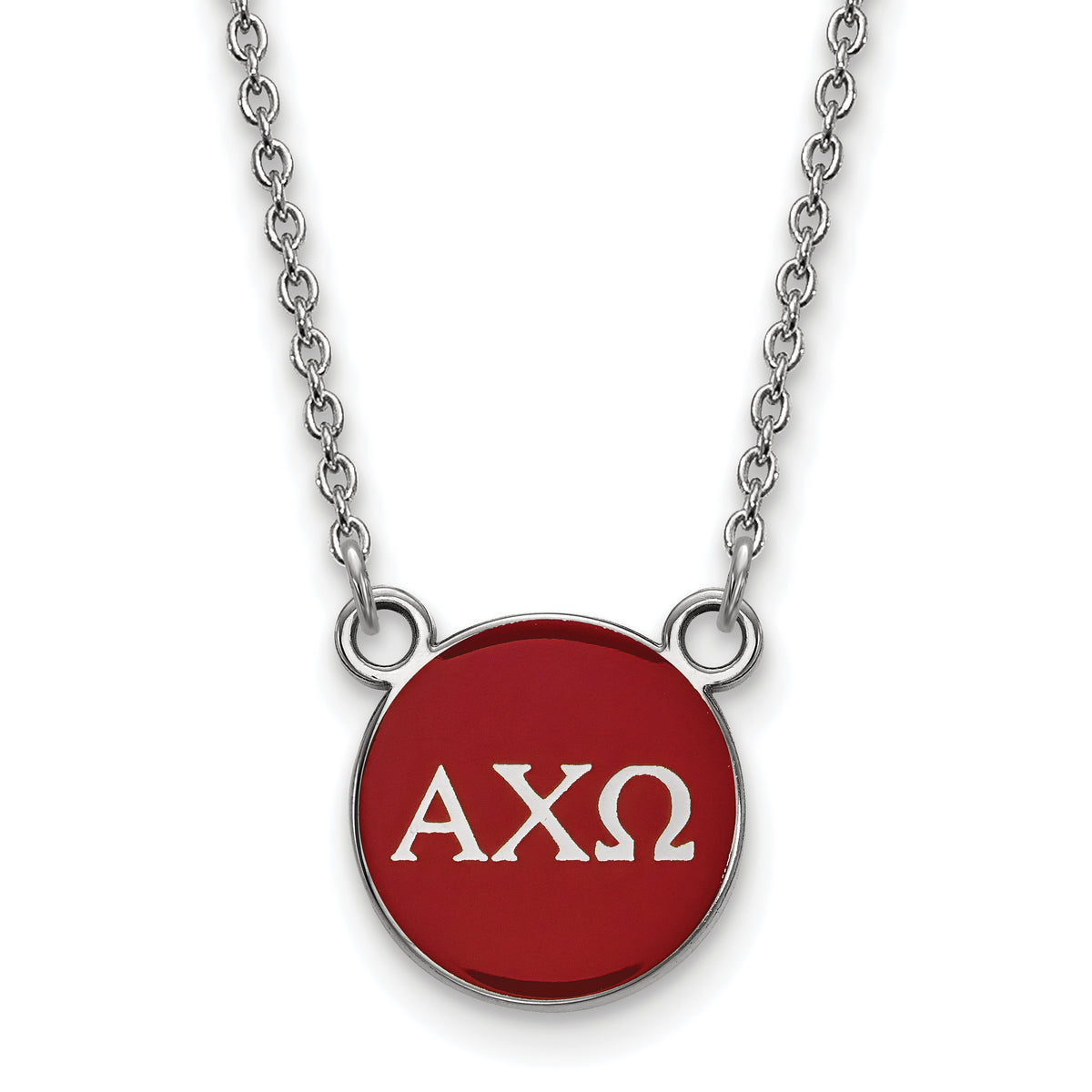 Sterling Silver 18in Official Licensed Greek Sororities Alpha Chi Omega (???) XS Enamel Pendant w/Necklace