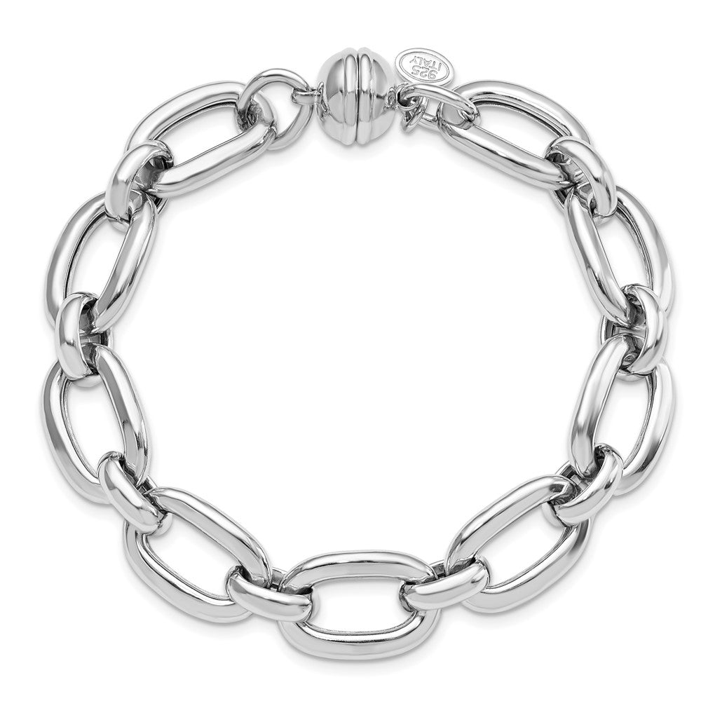 Sterling Silver Rhodium-plated Polished Fancy Link Bracelet 8  inches