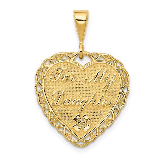 14k Reversible FOR MY DAUGHTER Heart Charm