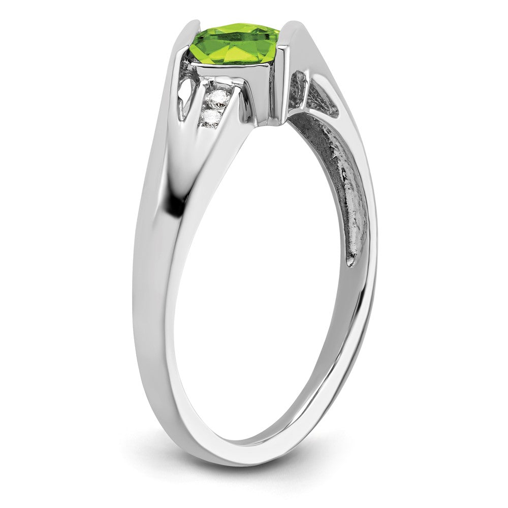 Sterling Silver Peridot & Diamond Ring