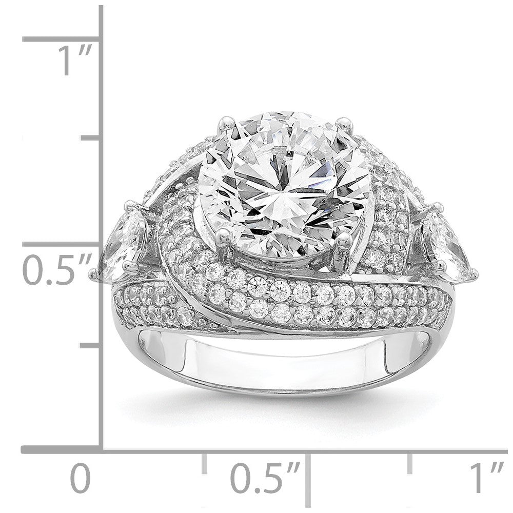Sterling Silver Rhod-plated CZ Ring