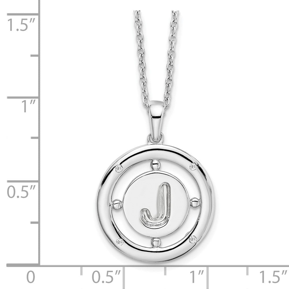 White Ice Sterling Silver Rhodium-plated 18 Inch Diamond Letter J Initial Necklace with 2 Inch Extender 18 Inches