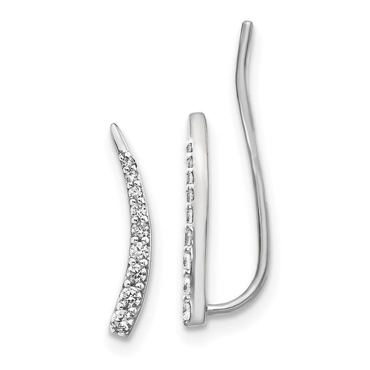 14k White Gold Diamond Ear Climber Earrings