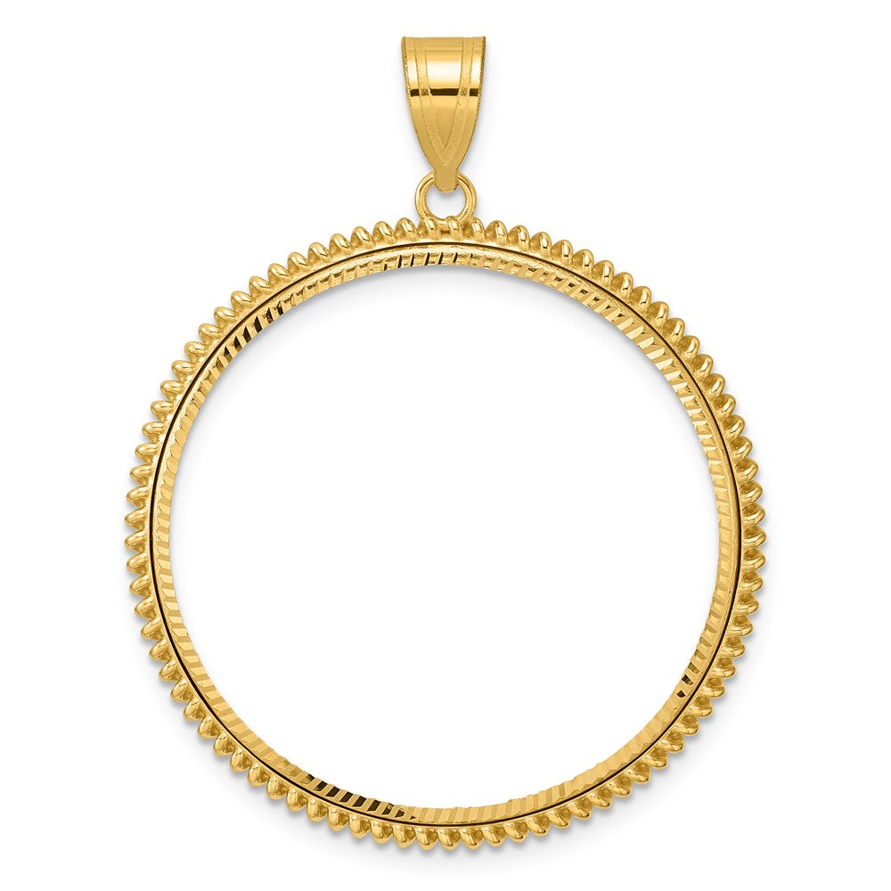 14k Diamond Cut Coil with 32.0mm Prong Coin Bezel Pendant