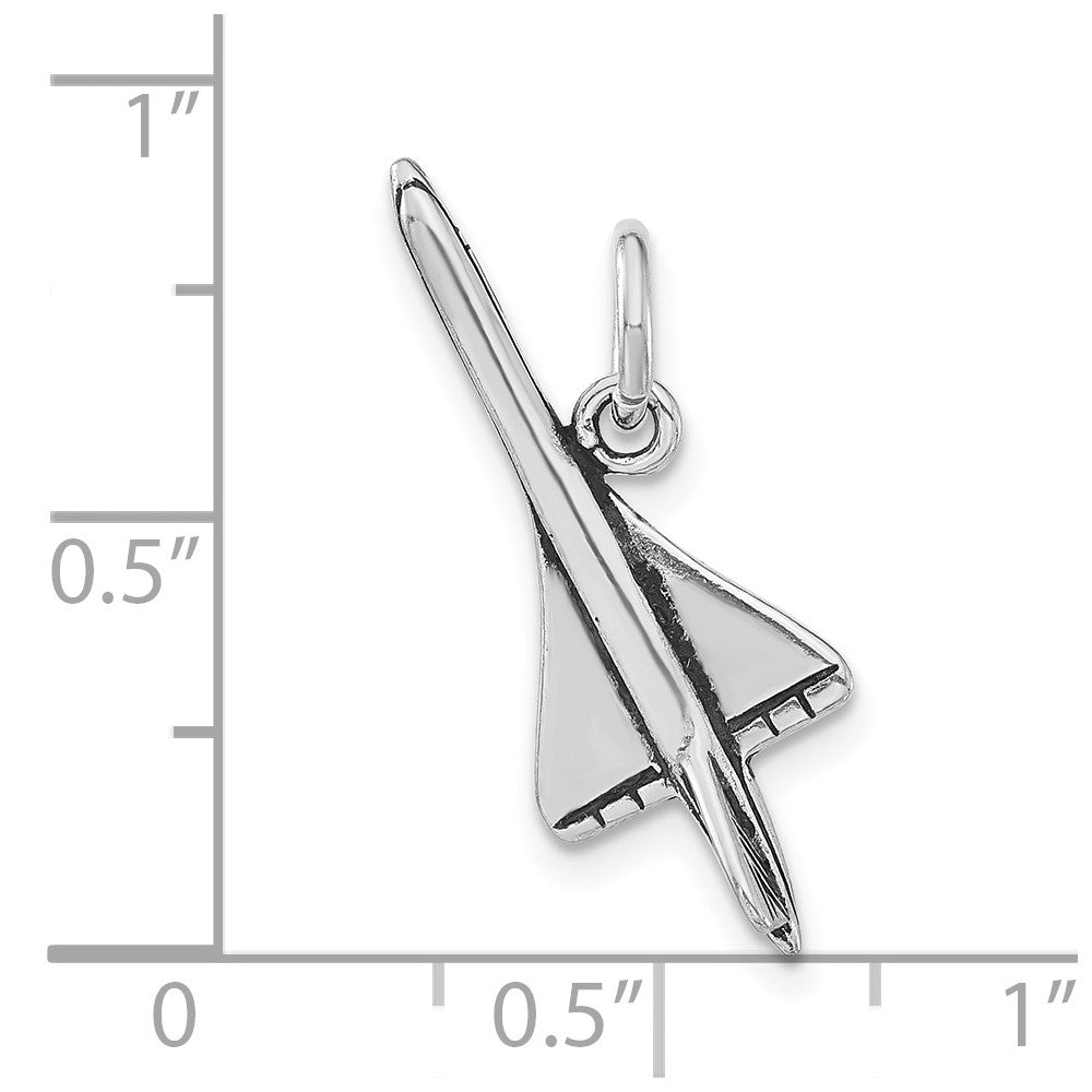 Sterling Silver Polished & Antiqued Airplane Pendant