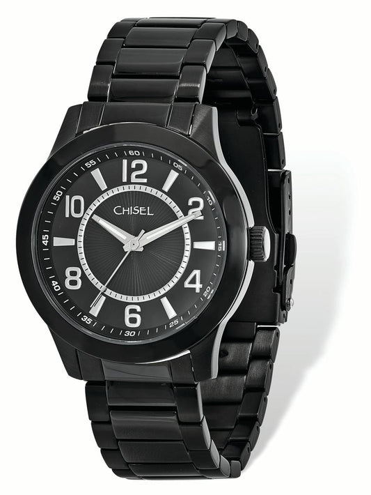 Mens Chisel Black IP-plated Stainless Steel Black Dial Watch