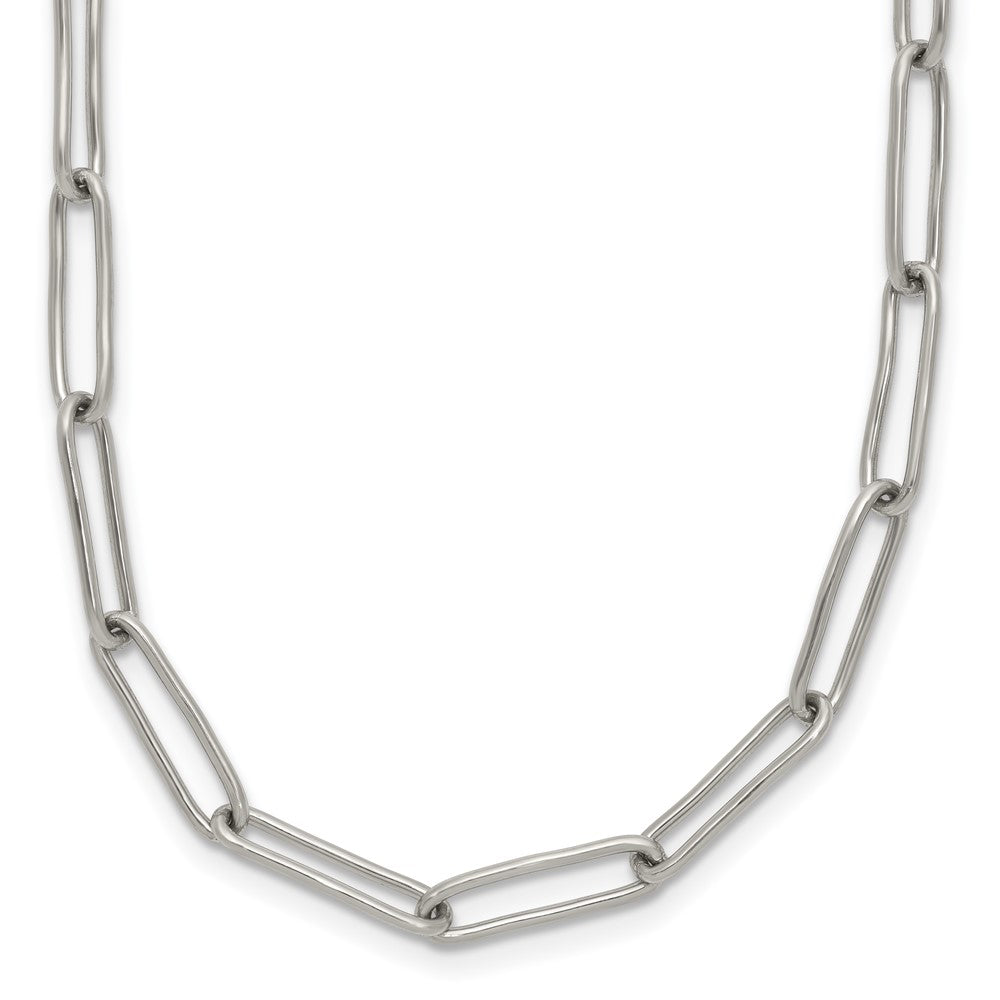 Stainless Steel Polished Open Link Paperclip 15in w/2in ext. Necklace
