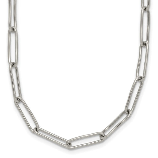 Stainless Steel Polished Open Link Paperclip 15in w/2in ext. Necklace